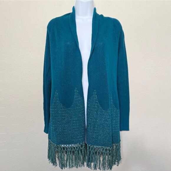 Lilly Pulitzer Sweaters - Lilly Pulitzer Tatum Open Cardigan With Fringe Turquoise Size XS
